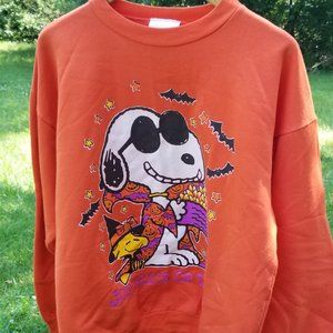 Vintage  Peanuts Snoopy Joe Cool Woodstock Halloween Trick-or-Treat Sweatshirt L
